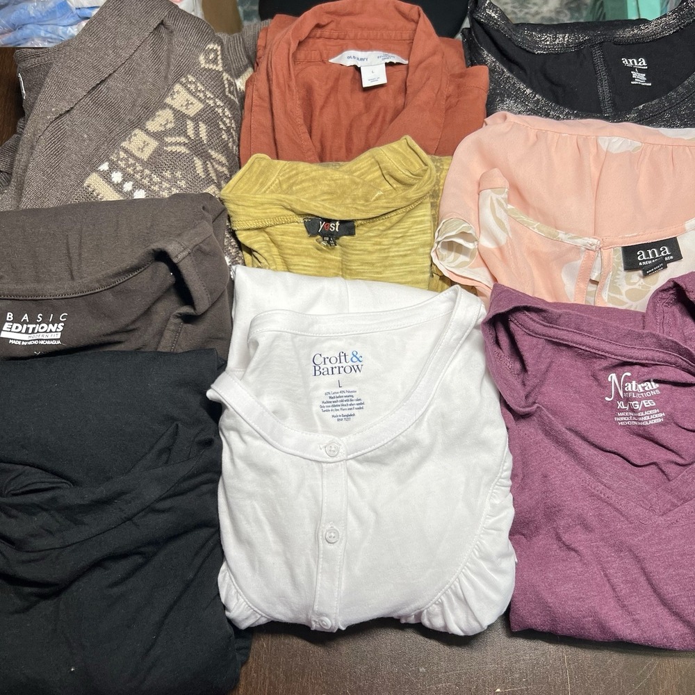 Women's Long‎ Sleeve Tops Bundle Size L XL a.n.a. Old Navy C&B Avia 9pc Lot VGC